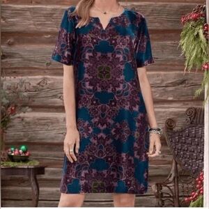 Sundance Nomi Velvet Velour Silk Blend Shift Dress Size XS